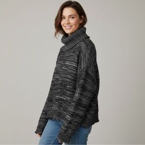 MELROSE + MARKET · BLACK + GREY METALLIC TURTLENECK SWEATER - SIZE M